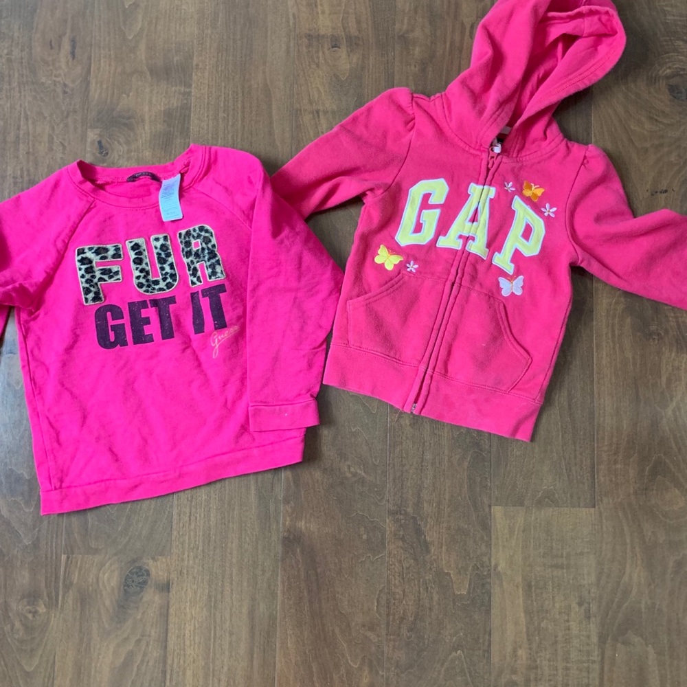 Two pink toddler girl sweatshirts